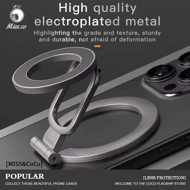 2026 Double-Sided For MagSafe Phone Holder for iPhone 17 16 15 Foldable 360° Rotating Stand Strong Magnet & Finger Grip Suppor