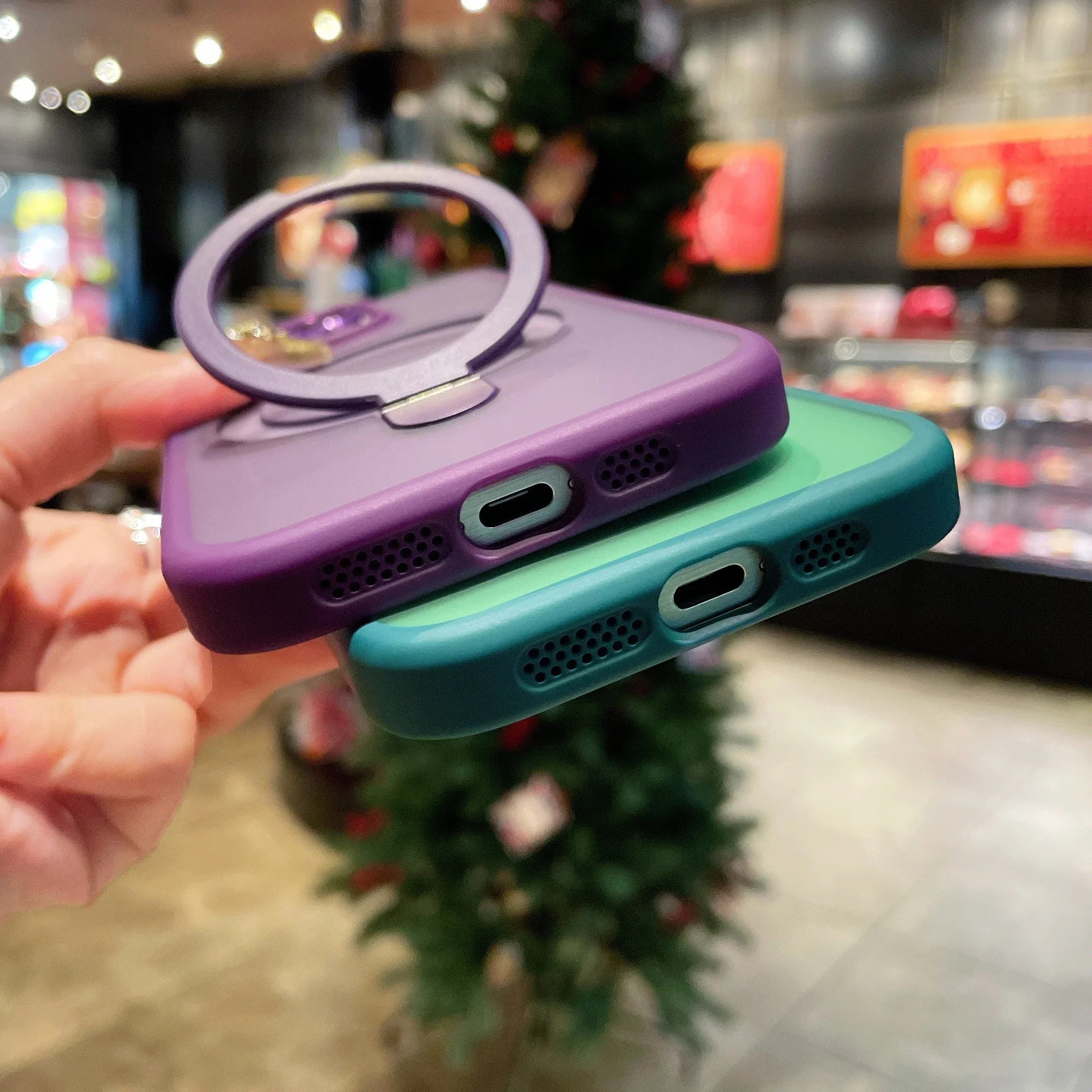 Matte Ring Holder Glass Lens Case For iPhone 15 17 16 14 13 12 11 Pro Max Plus Air For Magsafe Wireless Magnetic Bumper Cover