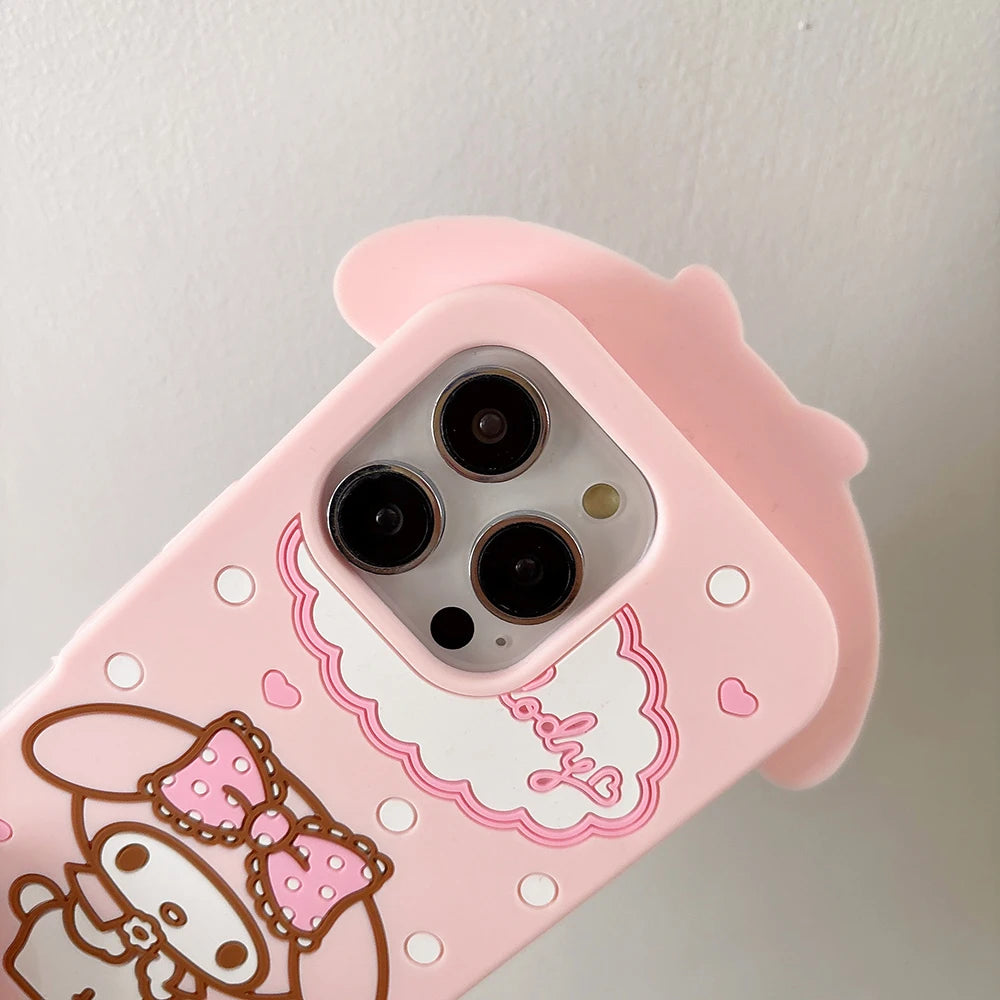 For iPhone 17 Pro Max 16 15 14 Pro 13 12 11 7 8 SE 5 5S 4 4S Kawaii Big Ear Melody 3D Cartoon Rubber Silicon Soft Phone Case