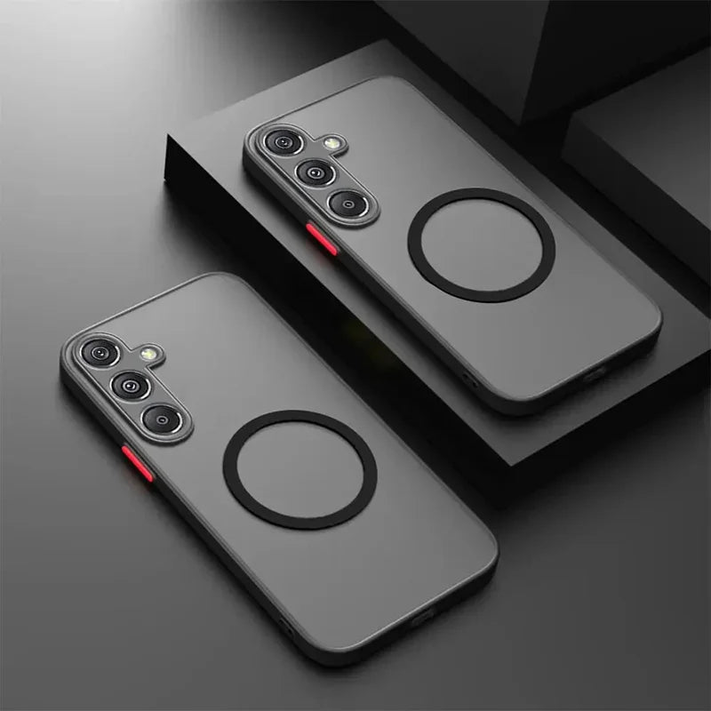 For MagSafe Magnetic Solid Color Soft TPU Frame Matte Translucent Phone Case For Samsung S26 Ultra S24 S22 S23 S25 Ultra Plus