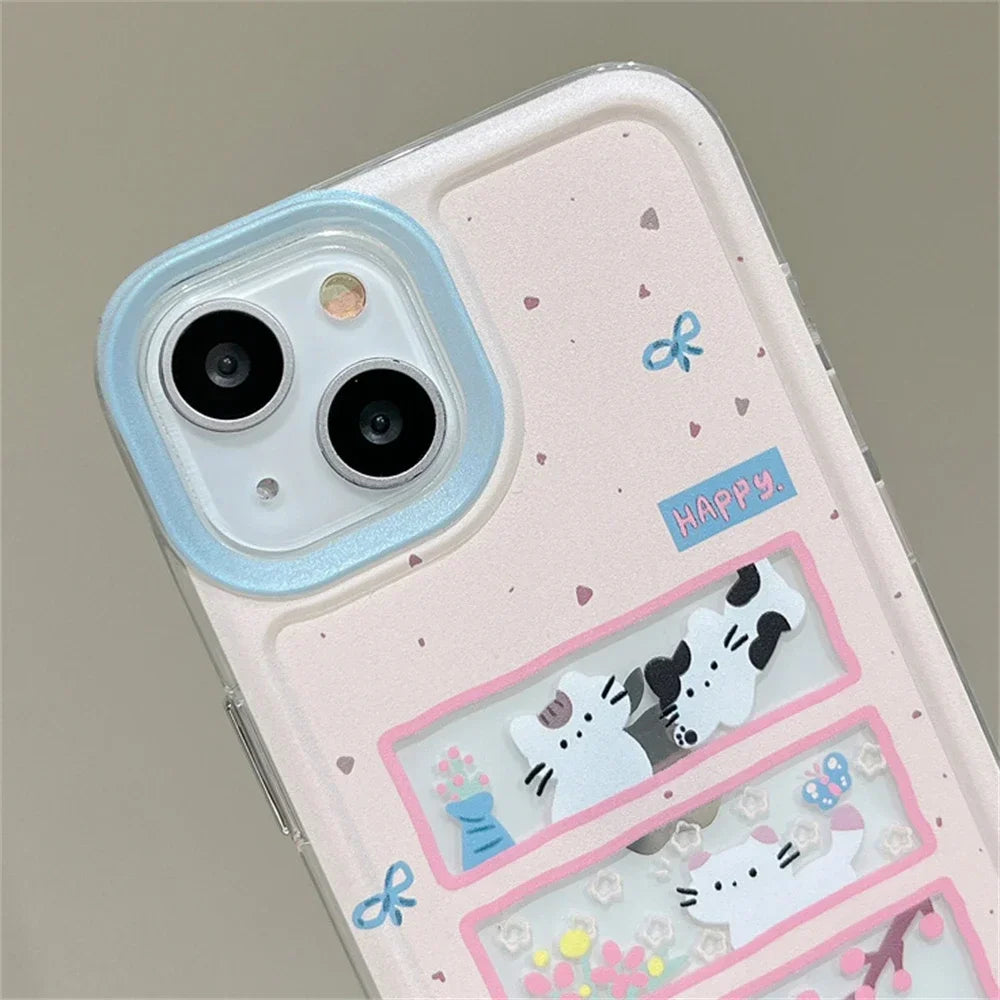 INS Korean Cute Flower Cat Bow Phone Case For Samsung Galaxy A55 A35 A25 A15 A05s A54 A24 A14 A06 A13 A53 A33 A23 4G 5G Cover