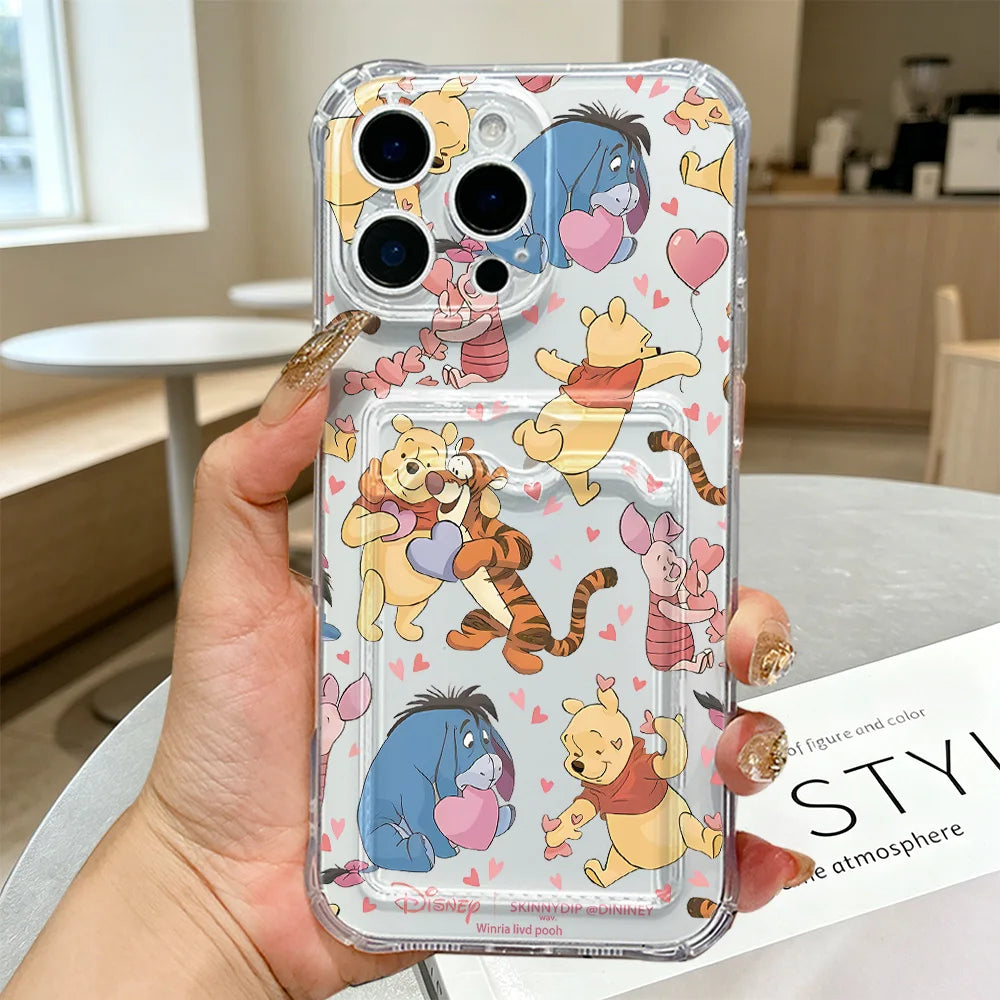 Winnies the Poohs Card Hold Case for Samsung Galaxy A17 A07 A56 A36 A26 A55 A35 A06 A05 A24 A14 A54 A15 A05S A25 A34 A23 4G 5G
