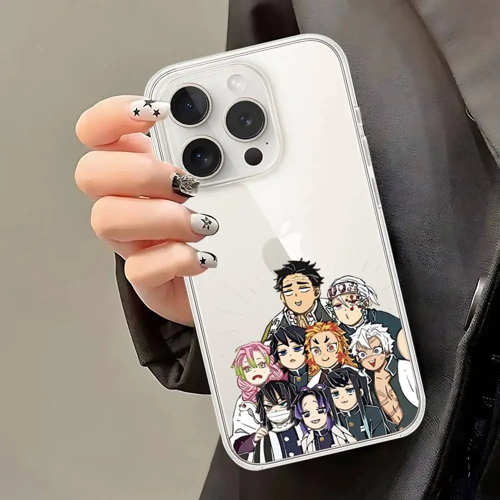 D-Demon Slayers Phone Case For IPhone 17 16 15 14 Plus 13 12 11 Pro Max Phone Back Cover Transparent Shockproof Cover