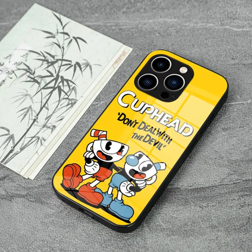 Cuphead Poster Phone Case For IPhone 17 16 Pro Max 15 14 Pro 11 12 13 Plus Mini Galaxy S26 S25 Glass phone case