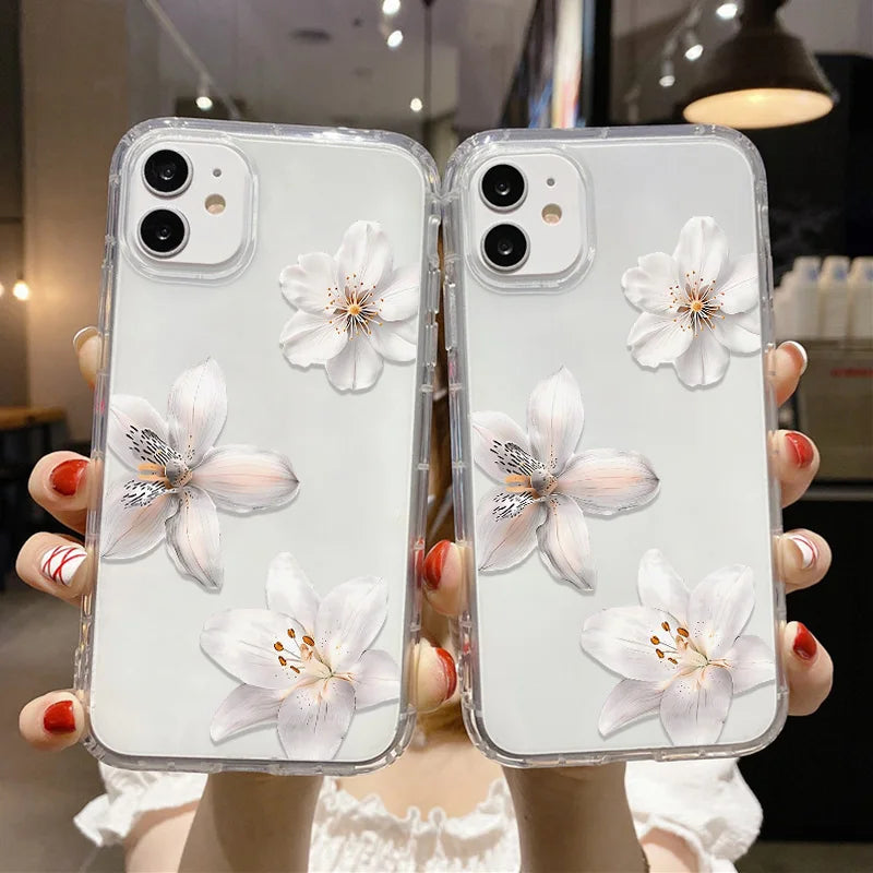 Fashion Blue Flower Florals Phone Case For Samsung S25 Ultra Case Samsung S24 S23 S22 Ultra S 25 Plus S20 S21 S23 FE Cases Cover