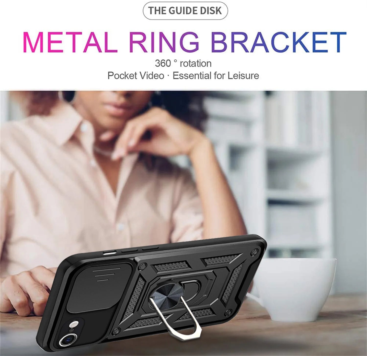 Anti-Scratch Military Grade Armor Case For iphone 7 8 6 6s Plus SE 2020 Phone Magnetic Ring Camera Lens Holder Cover