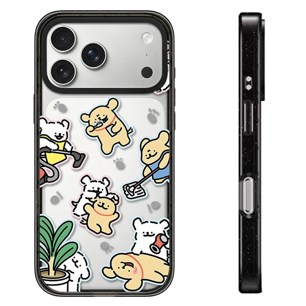 Cartoon Running Line Dog Impact Black Border Magnetic Phone Case Cover for IPhone 13 14 15 16 17 Pro Max Case for IPhone Air