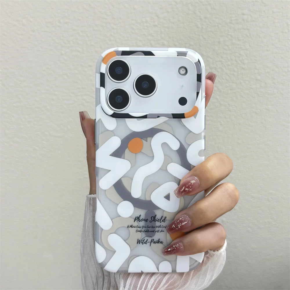 Graffiti Art Matte Case for iPhone 17 16 Pro Max MagSafe Magnets Charging Camera Shockproof Back Cover Silicone Para Phone Funda