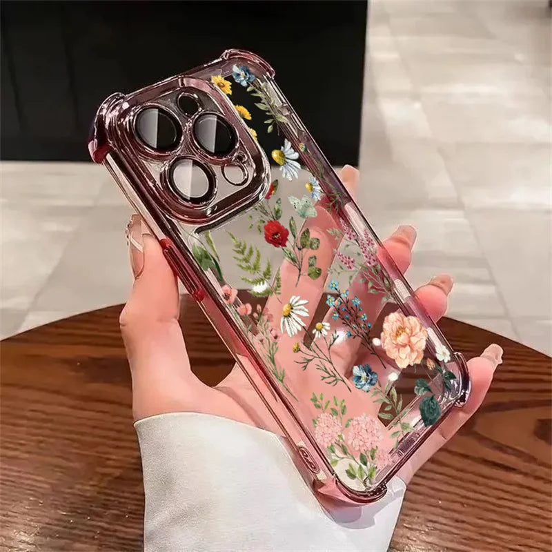 Flower Phone Case For Google Pixel 8 7 10 9 Pro XL 10A 9A 8A 7A 9Pro Pixel9 A Plating Floral Cute New Design Shockproof Casing