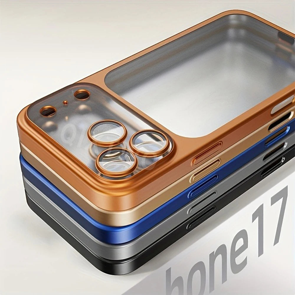 Phone Case For iPhone 13 14 15 16 17 Pro Max Plus Air Luxury Matte Soft Ultra Slim Plating Camera Film Protector Frosted Cover
