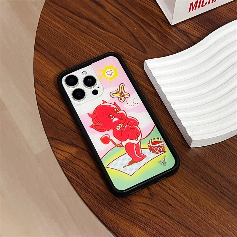 Wildflower Kensington Kiss cherub Phone Case for iPhone 17 12 13 14 15 16 Pro Max Plus Kitten Little Angel Devil lamb wf Cover﻿