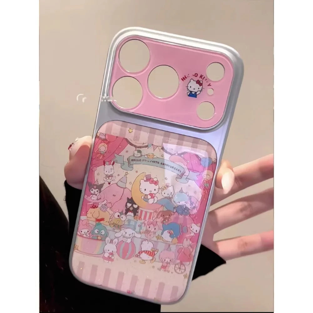 Sanrio Cartoon Pink Cute Hello Kitty Party Phone Cases For iPhone 17 16 15 14 Pro Max Lens Shockproof Protective Kawaii Cover