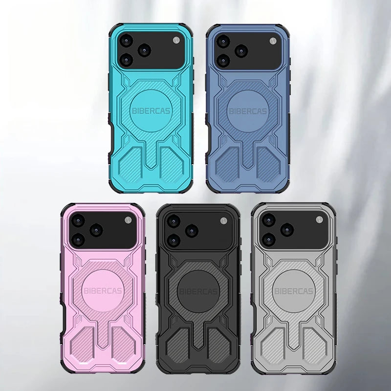 Heavy Duty Armor Magnetic Case for Magsafe IPhone 17 16 15 14 13 Pro Max 16E 17 Air Hard PC Shockproof Protection Cover