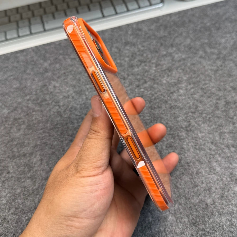 High Clear Transparent For Magsafe Case for iPhone 17 13 12 Pro Max Air 14 15 16 Plus Anti-knock Metal Button Magnetic Cover