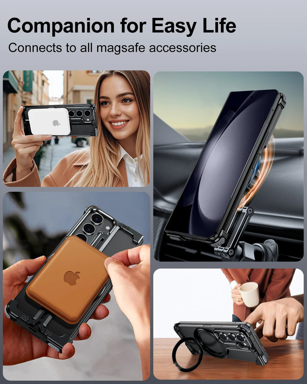 Eary Frameless Case for Samsung Galaxy Z Fold 7 for Magsafe 360°Rotation Stand Magnetic Wireless Charging Aluminum Phone Cover