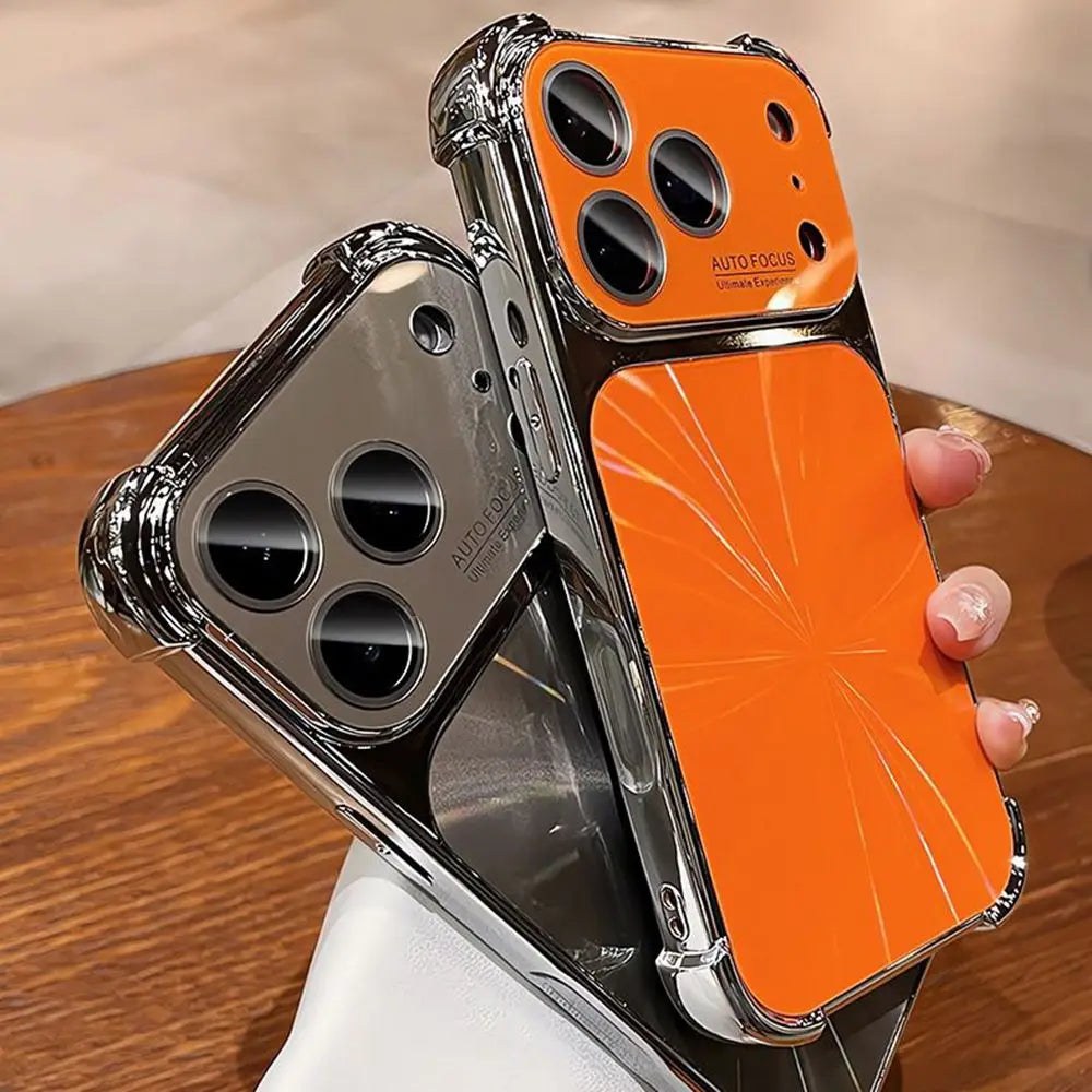 Luxury Plating Bumper Aurora Laser Case for iPhone 17 16 15 14 13 Pro Max Shockproof Airbag Cover for iPhone 14 15 16 Pro Max