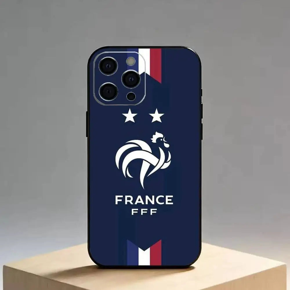Tricolor National Flag And France Phone Case For IPhone 17,16,15,14,13,12,11 Plus,Pro Max,XS,Soft Silicone Black Cover
