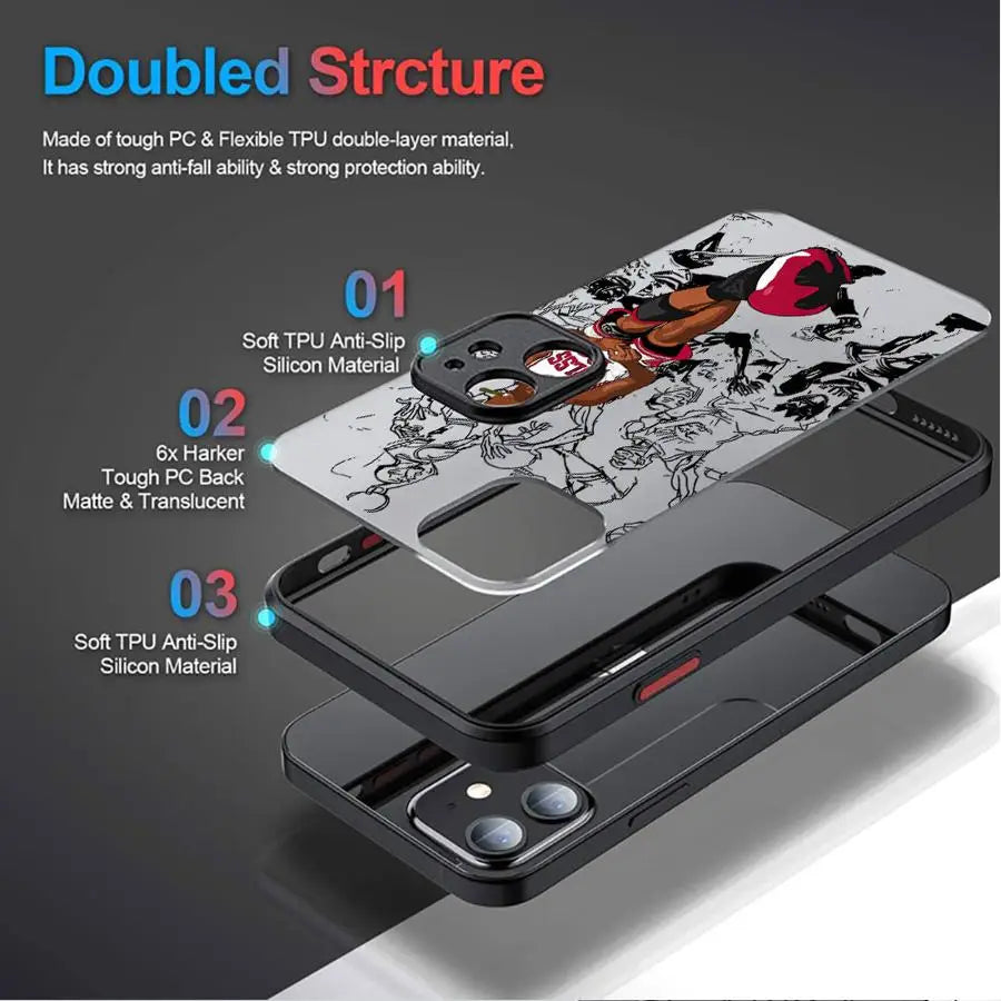 Cute Basketball Star Phone Case For iPhone 16 17 Air 15 11 12 13 14 Pro Max Mini X XR XS Max 7 8 Plus Matte Back Cover