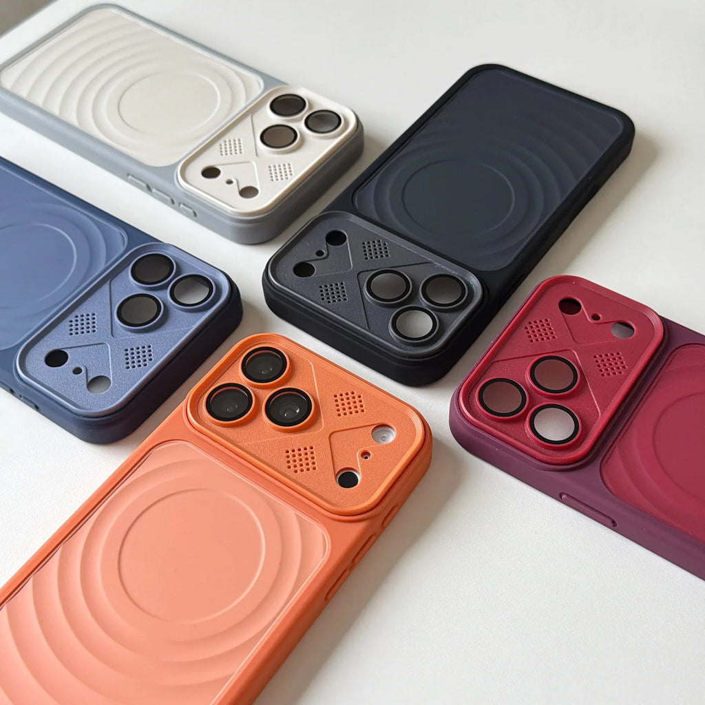 Magnetic Wavy Texture Phone Case for iPhone 17 Pro Max Large Camera Window for 16 15 Pro Heat Dissipation Protective Cover