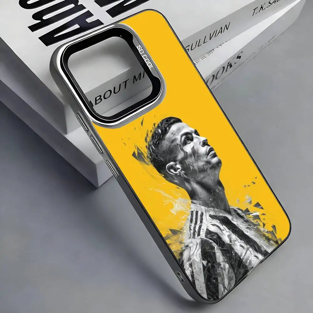 C-Cristiano R-Ronaldo Phone Case For iPhone 17, 16,15,14,13,12,11 Plus,Pro Max, Colorful Silver Funda Cover