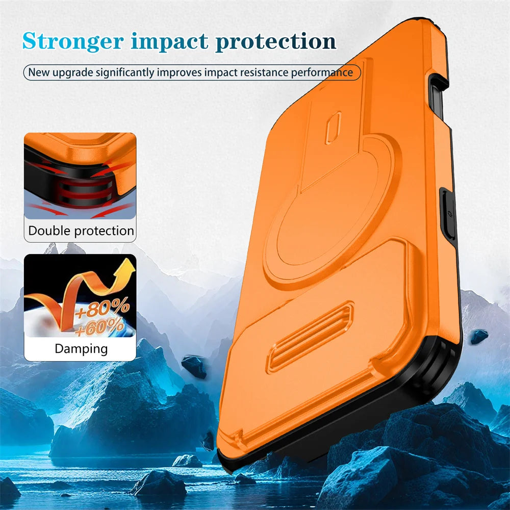 Shockproof Foldable Magnetic Stand Phone Case For iPhone 17 16 15 14 13 12 11 Pro Max Air 16E Full Body Lens Protection Cover