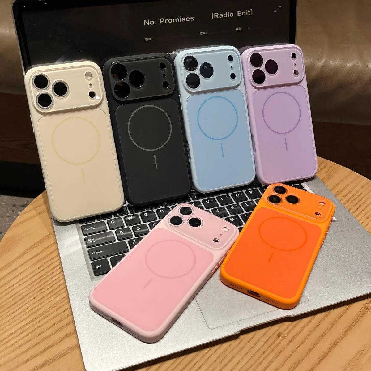 Fashion Liquid Silicone For Magsafe Magnetic Phone Case For iPhone 17 16 15 14 13 Pro Max Large Window Lens Glass Protect Cover
