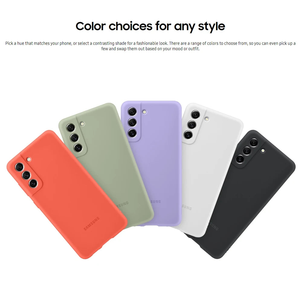 For Samsung Galaxy S21 FE Original silicone case S21FE certified products Skin friendly S 21FE Shockproof phone cover