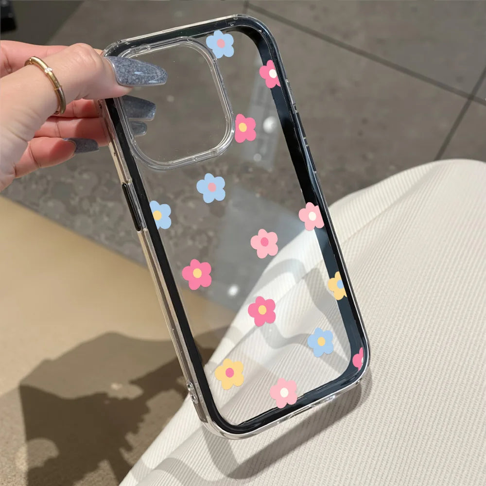 Transparent Flower Phone Case For Samsung S26 Ultra S25 A57 A56 A35 A36 A37 A26 A16 A17 A07 A06 A05 2 IN 1 Shockproof Soft Cover