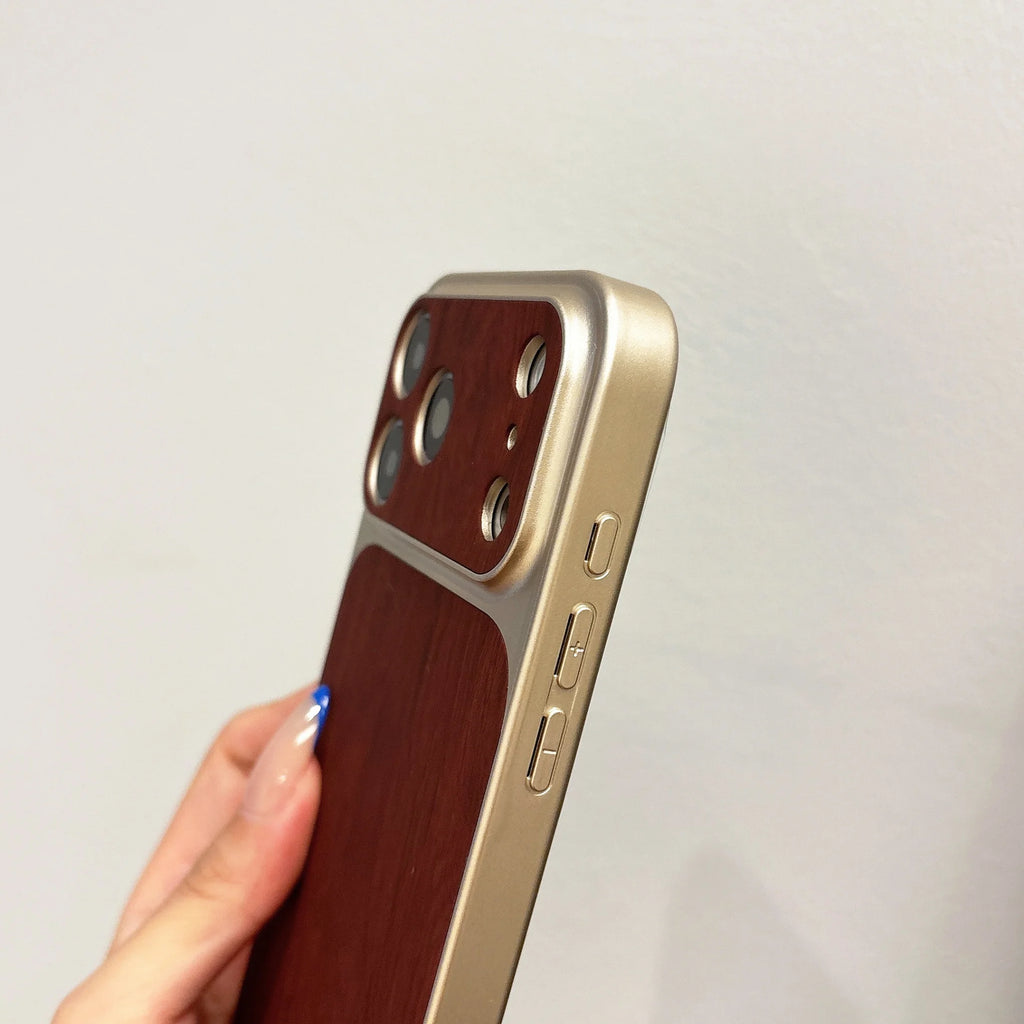 New Wood Grain Simple Phone Case For iPhone 11 12 13 14 15 16 17 Pro Max 15 16 Plus Shockproof Large Window Fashion Phone Cover