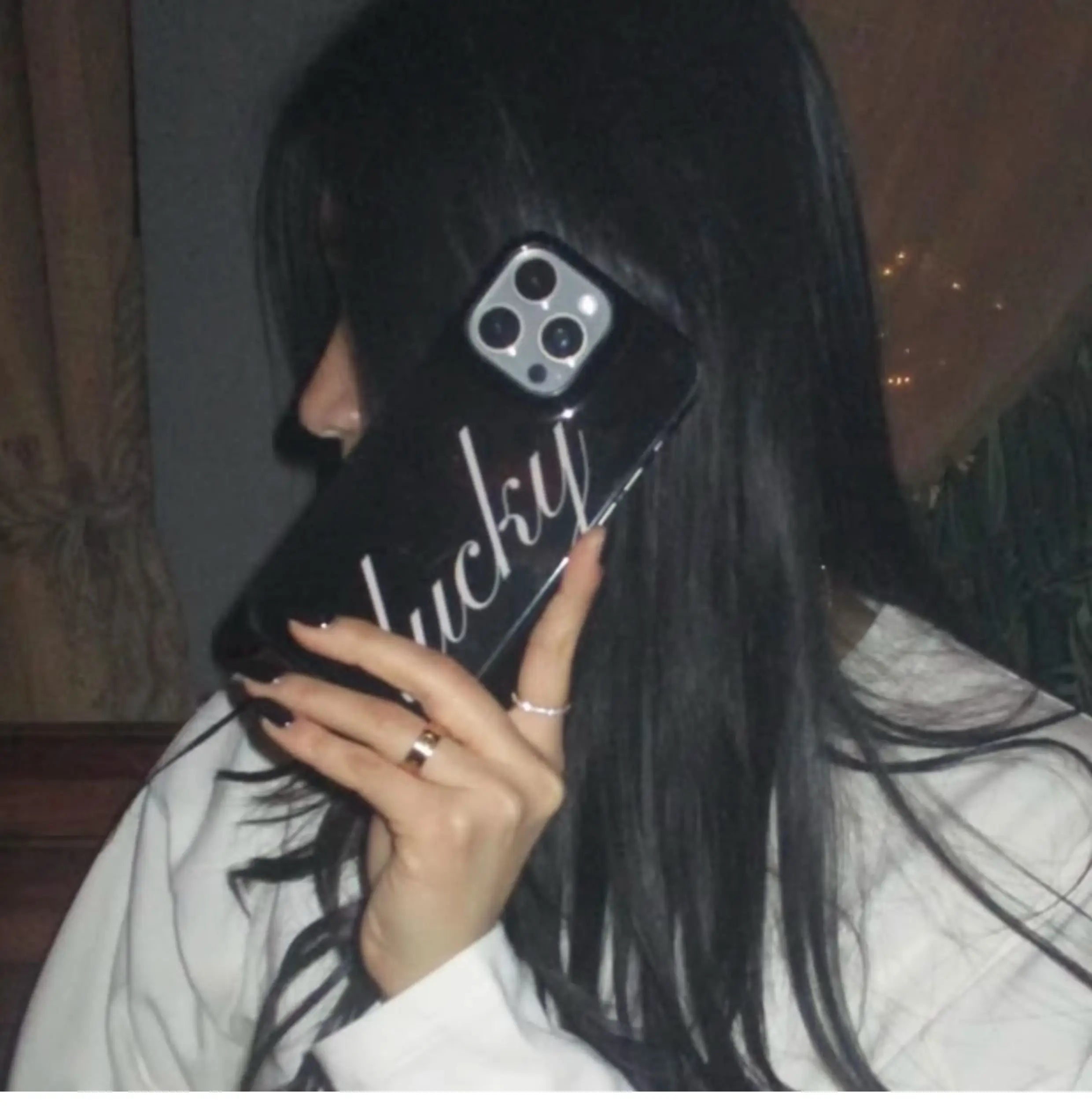 Ins English Word Lucky Y2K French Black White Letters Phone Case For iPhone 17 16 15 14 13 12 11 Pro XR Max 7 8 Plus MINI Cover