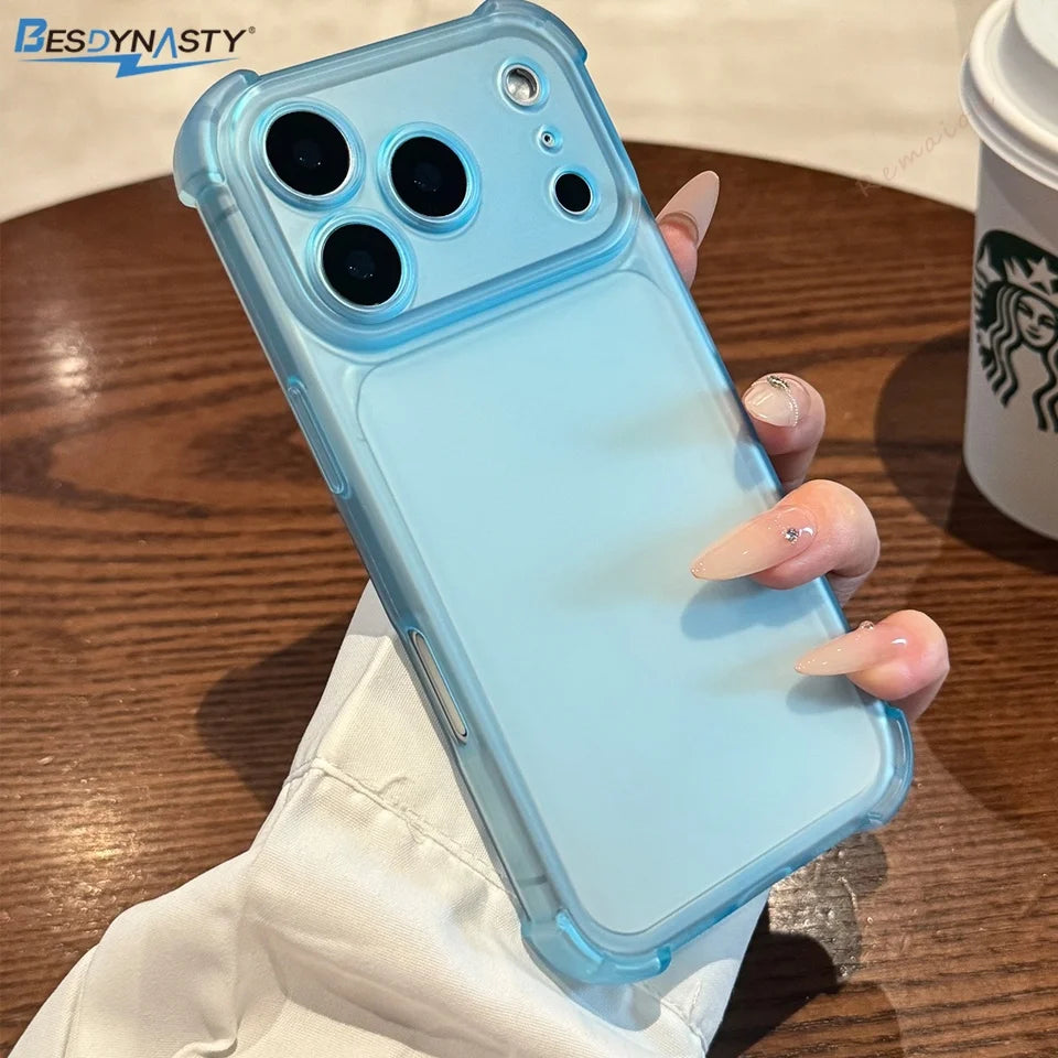 Cute Matte Clear Phone Case for iPhone 17 Air 16E 14 15 16 11 12 13 Pro Max Plus Shockproof Protector Cover