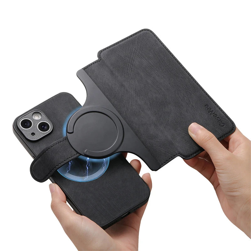 2 in 1 Magnetic Flip Leather Case for IPhone 17 Air 16 E 15 14 13 12 Pro Max Plus 17Air 16E 17Pro I17 Magsafe Card Wallet Cover