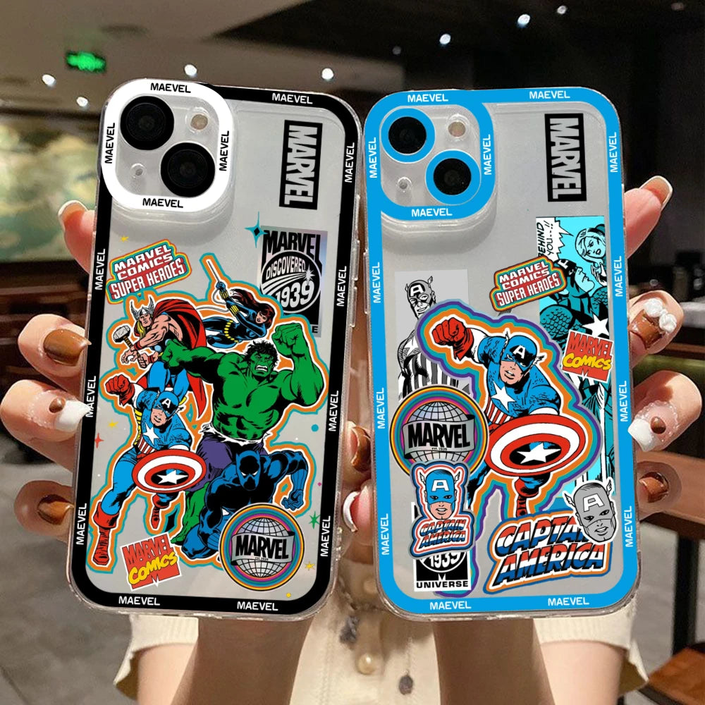 Marvel Avengers Captain America Phone Case For Samsung S25 S24 S23 S22 S21 S20 FE Note20 Note10 Plus Ultra Lite Clear Soft TPU