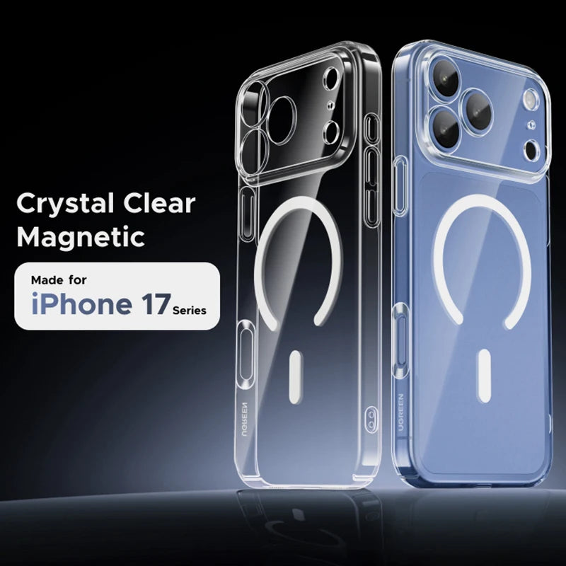 Transparent Phone Case For iPhone 17 16 Pro Max 13 12 Mini 11 14 15 Plus 16E 17 Air For Magsafe Wireless Charger Magnectic Cover