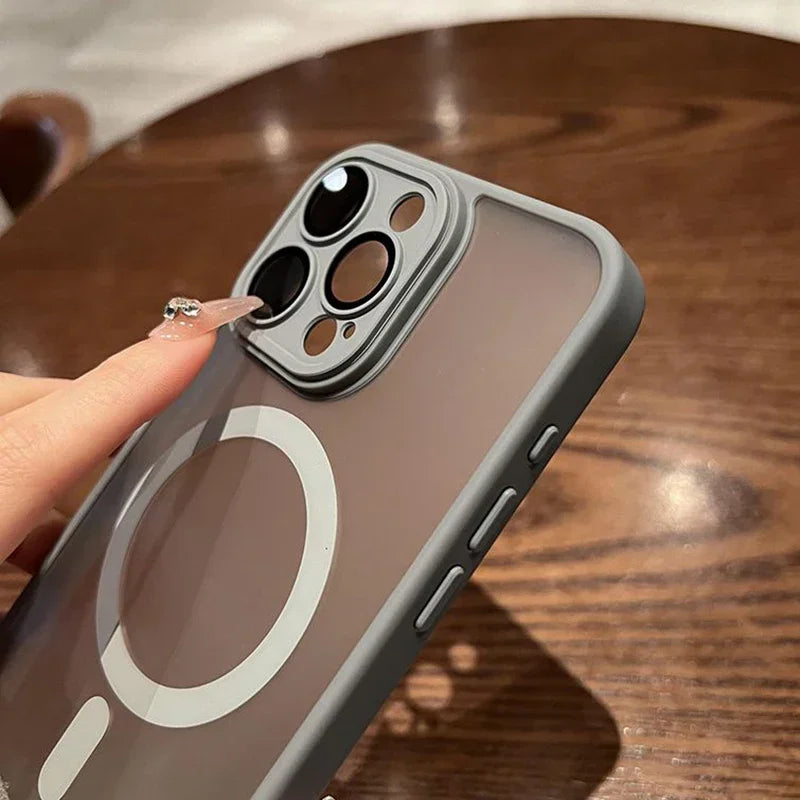 Magnetic Luxury Matte Translucent Case For iPhone 17 16 15 14 13 12 11 Pro Max Plus For Magsafe Wireless Charge Shockproof Cover