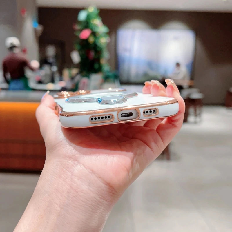 Bracket For Magsafe Phone Case For iPhone 17 16 13 15 14 11 12 Pro Max 15 16 Plus 16e Silicone Large Window Cover For iPhone Air