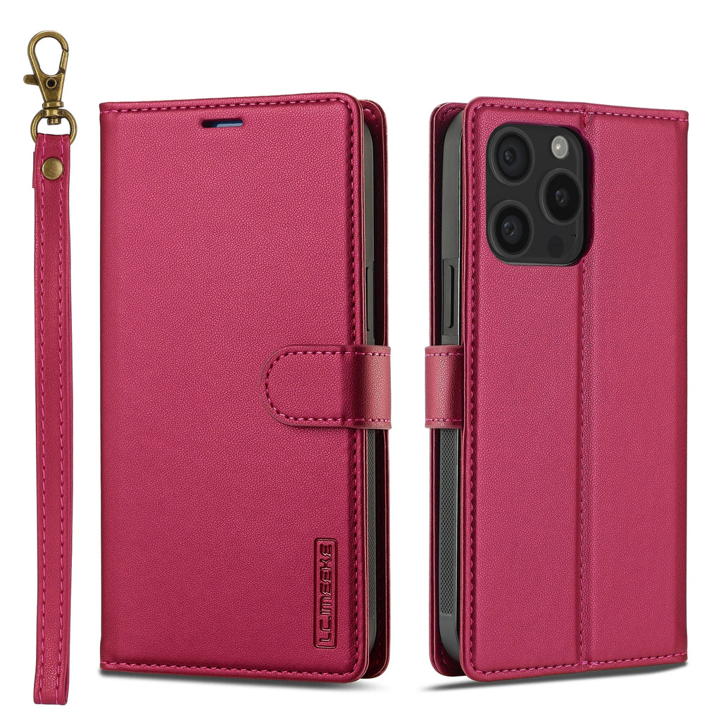 2 in 1 Removable Flip Leather Case For iPhone 17 Air 16 Pro Max 15 14 13 12 11 Pro XS Max XR 7 8 Plus SE Magnetic Wallet Cover