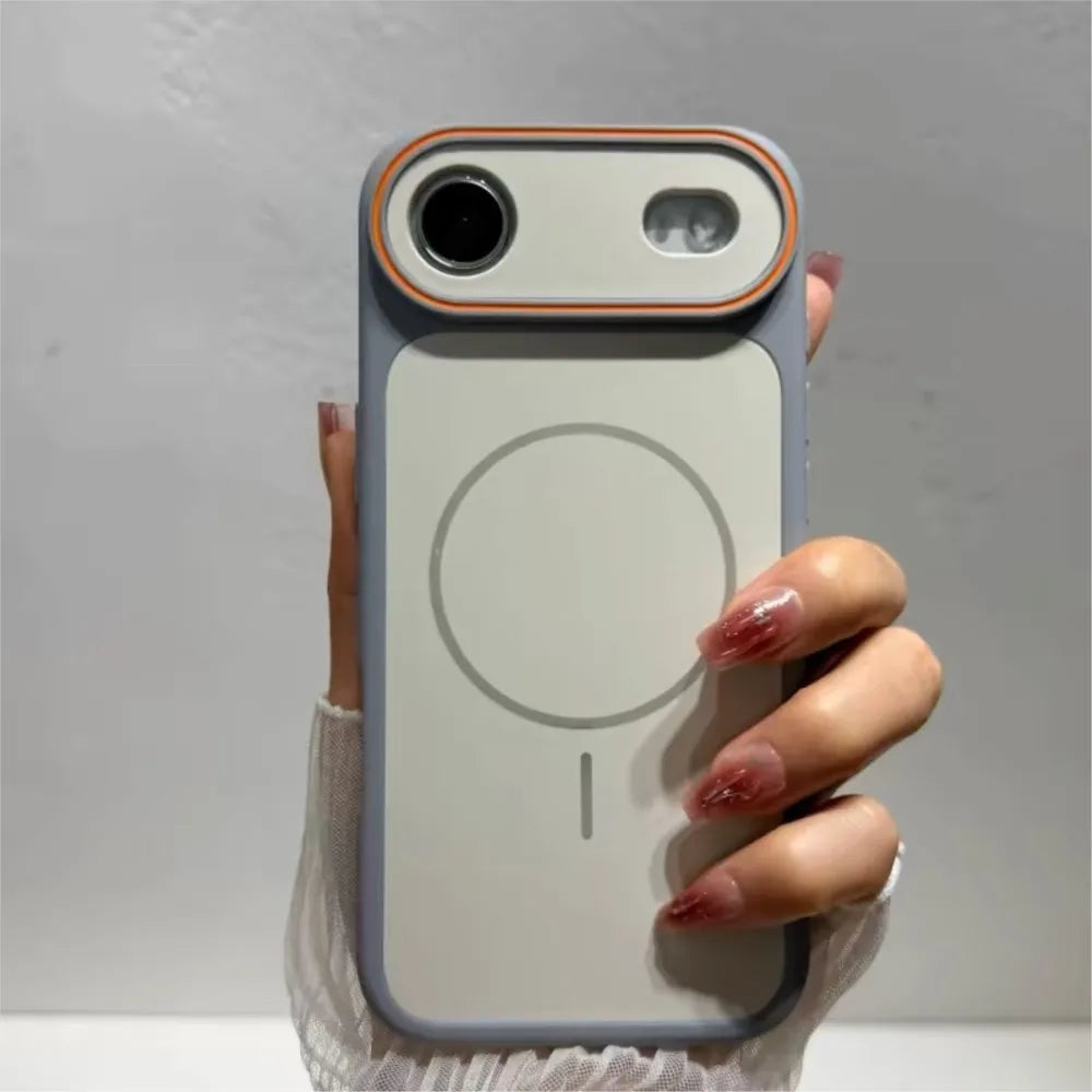 Luxury Glossy Matte Armor Wireless Charging Case for iPhone 17 Air 16 15 14 13 12 Pro Max Plus Silicone Soft Bumper Magnet Cover