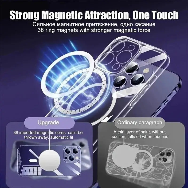 New Anti Drop For iPhone 16 15 14 13 12 11 Pro Max PC Material Non yellowing Magnetic Charging Anti slip UltrathinProtectiveCase