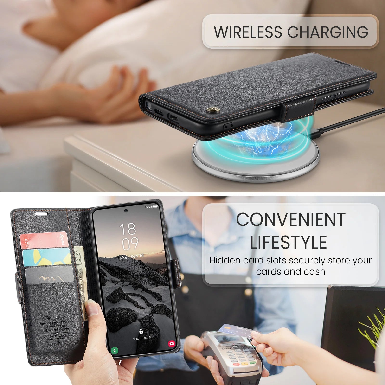 Busines Sle Leather Magnetic Flip Case for Samsung Galaxy S26 Ultra S25 Edge S24 FE S23 S22 Plus Wrieless Charge Kickstand Cover