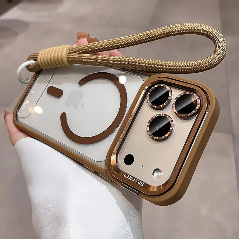 New Camera Bracket For Magsafe Case for iPhone 17 Pro Max 17 Air 16 15 14 Plus 11 12 13 Pro Max With Wrist Strap Lens Film Cover