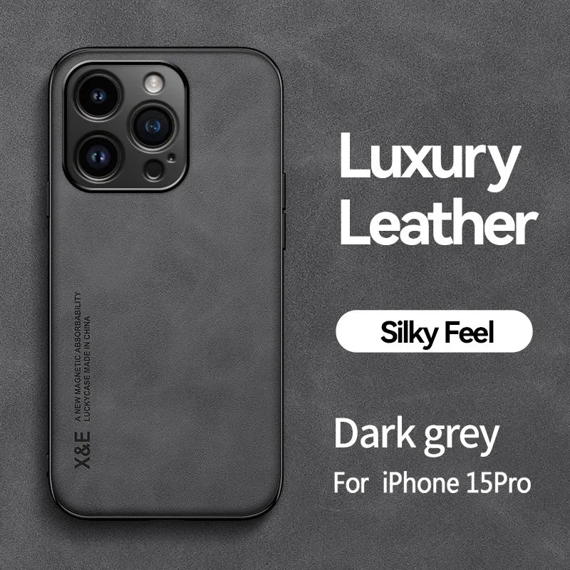 Luxury Magnetic Sheepskin Leather Case For iPhone 16 15 14 13 12 11 Pro Max XR XS X 8 7 Plus Shockproof Matte Soft Bumper Cover