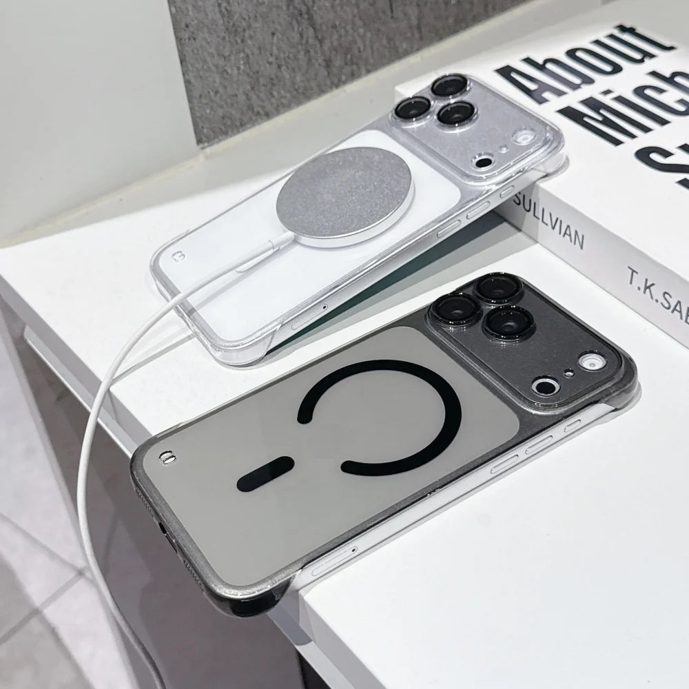 Luxury for Magsafe Clear Frameless Slim Case for iPhone 16 17 Pro Max Air 14 15 Plus 11 12 13 Magnetic Wireless Charging Cover