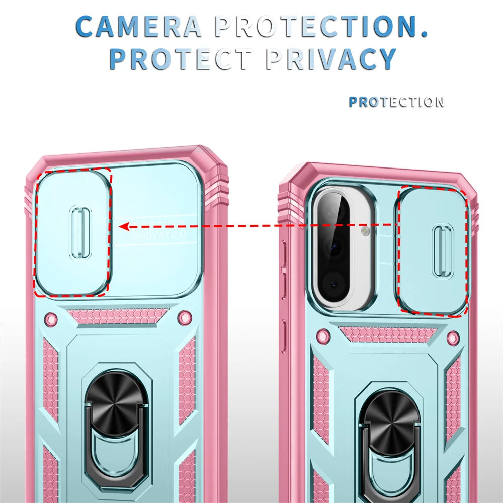 360 Ring Holder Kickstand Slide Camera Protection Phone Case For Samsung Galaxy A56 A55 A54 A53 A36 A35 A26 A25 A17 A16 A15 A06