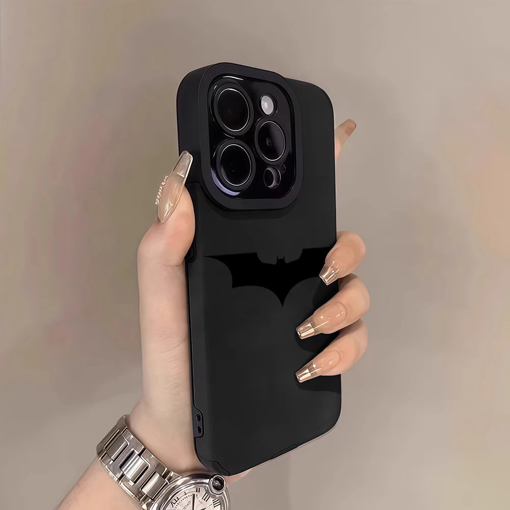 Luxury Leather Lambskin Shockproof Phone Case for IPhone 17 16 Pro Max Air 15 14 13 Max Black B-BatmanS Classic