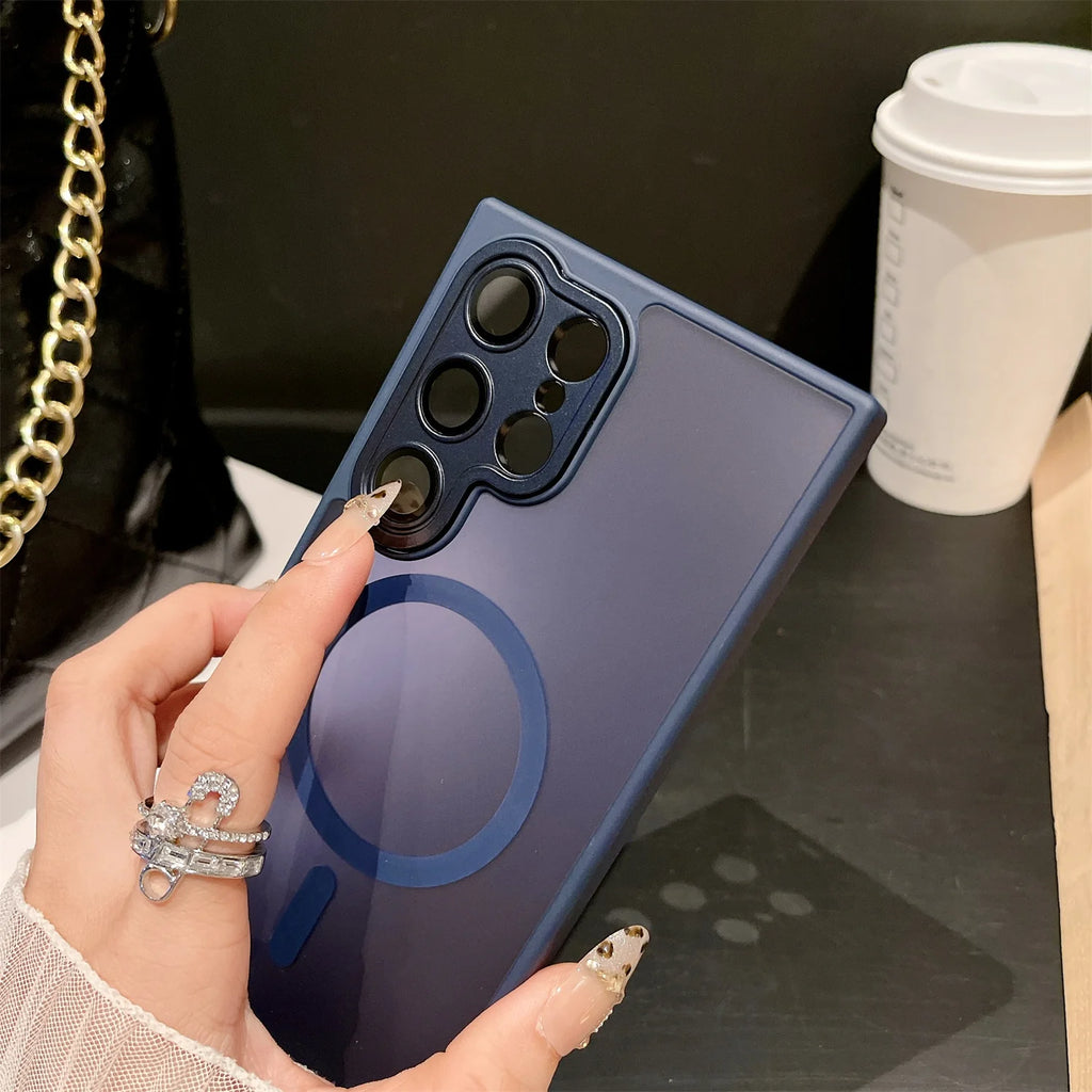 Matte Armor Translucent Magnetic Case for Samsung Galaxy S26 Ultra S26PLus S26 for Magsafe Wireless Charge Shockproof Cover