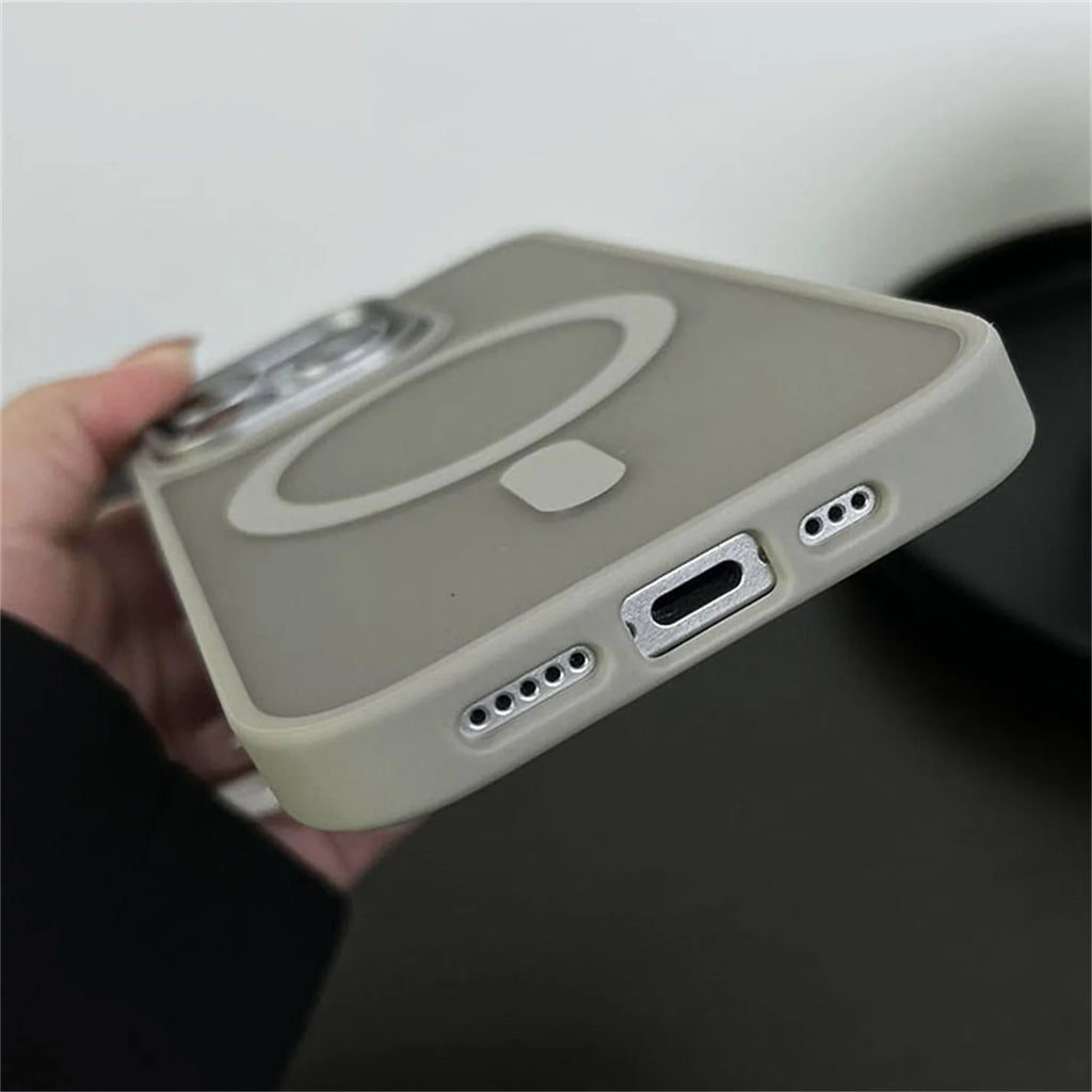 Magnetic Translucency Case Fashion Matte Frosted Magsafe Splice Color Cover For iPhone 16 15 14 13 12 11 Pro Max 16 Plus