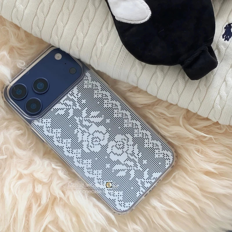 Ins Ancient Art Retro Lace Rose Exquisite Phone Case For iPhone 17 AIR 16 15 14 13 12 11 Pro XSMAX MINI XR 7 8 Plus Y2K Cover