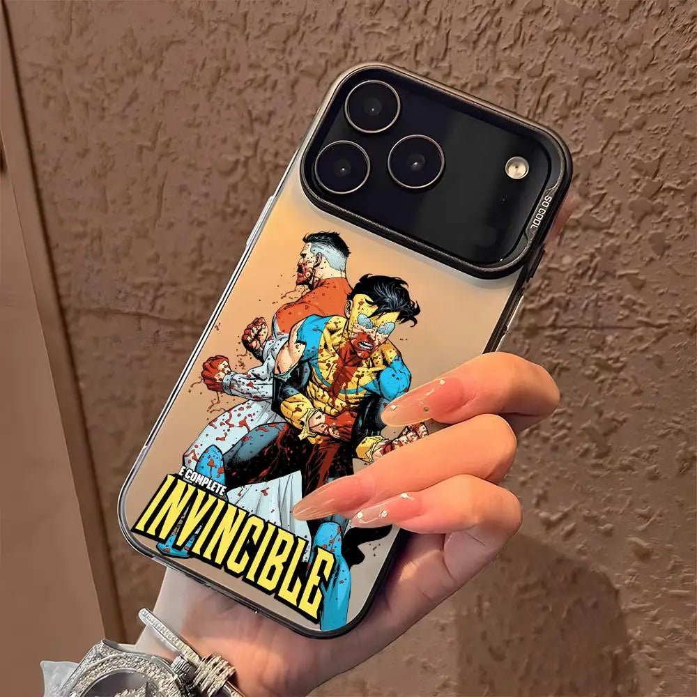 I-Invincible Cartoon Popular Phone Case For iPhone 17 16 15 14 13 12 11 Pro Max Designer Matte Laser Aurora Funda Phone Case