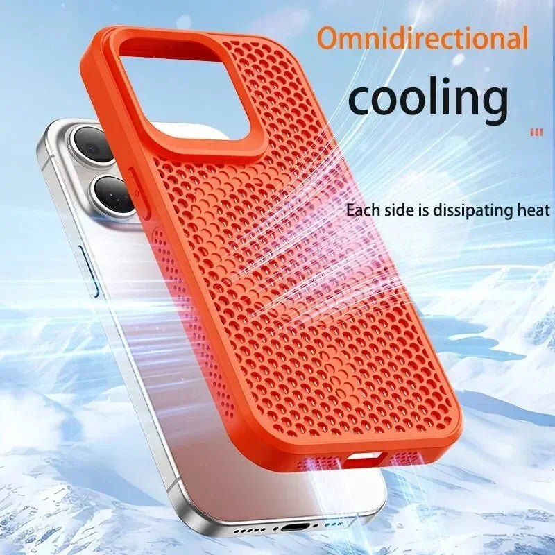 Cooling Heat Dissipation Magnetic Phone Case For iPhone 17 16 15 14 13 12 11 Pro Max Plus Breathable Hard Back Cover For Magsafe